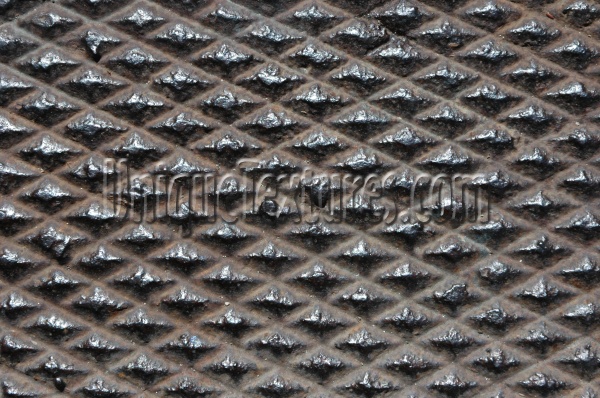 manhole diamonds pattern grooved industrial metal dark brown metallic  