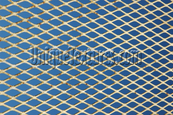 fence diamonds pattern industrial metal paint sky white blue   