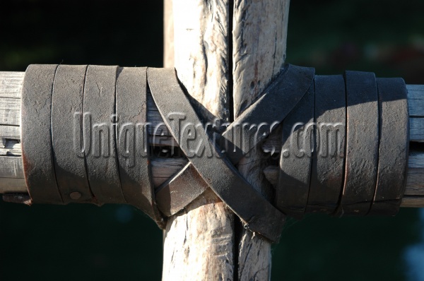 fence weathered leather rope wood gray      