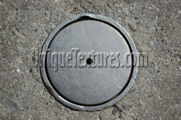 door manhole round shiny industrial metal concrete metallic gray   