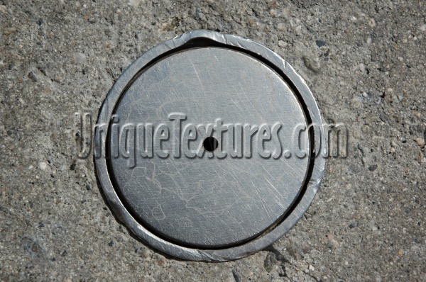 door manhole round shiny industrial metal concrete metallic gray   