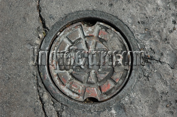 manhole round textual industrial metal gray   