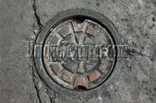 manhole round textual industrial metal gray   