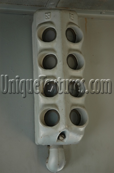 gray metal industrial round spots fixture