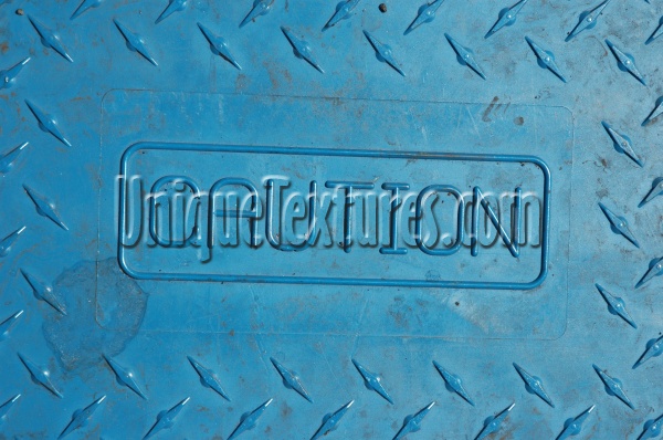 blue rubber industrial textual rectangular sign floor