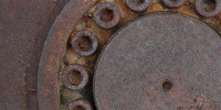 round    industrial metal dark brown