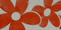 sign pattern retro scratched art/design marine fiberglass flowers multicolored red      