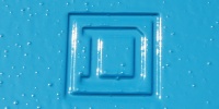 symbol square textual industrial metal blue       