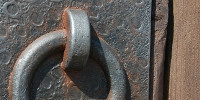 metallic metal wood architectural weathered round handle   