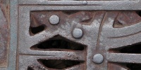 vent/drain pattern rusty art/design architectural metal metallic   