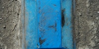 blue black plastic concrete industrial vehicle square fixture