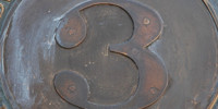 sign curves numerical    industrial metal dark brown