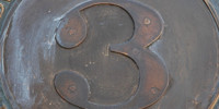 sign curves numerical    industrial metal dark brown