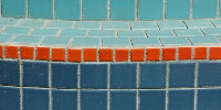 multicolored vibrant tile/ceramic architectural art/design dirty
